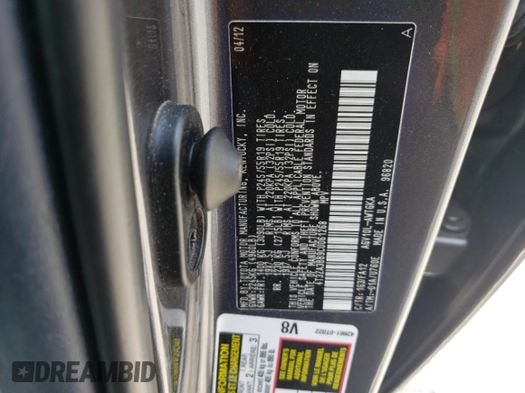 2012 Toyota Venza LE with VIN 4T3ZA3BB9CU061268, listed as a Copart auction lot 57550455 with 87,260 mi miles and Salvage title. Bid and sale history available at DreamBid. Image 14.