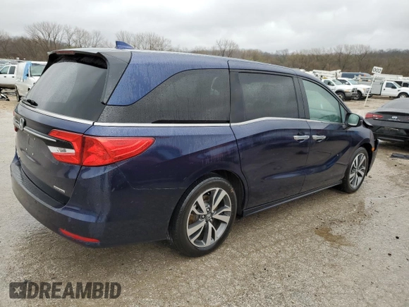 2023 Honda Odyssey Touring with VIN 5FNRL6H85PB059486, listed as a Copart auction lot 49822555 with 20,741 mi miles and Salvage Title. Bid and sale history available at DreamBid. Image 3.
