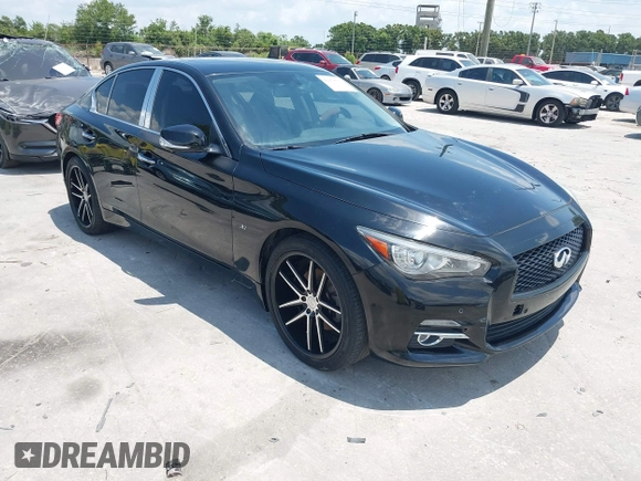 2015 Infiniti Q50 Premium with VIN JN1BV7AR8FM391645, listed as a IAAI auction lot 42158770 with 54,490 mi miles. Bid and sale history available at carsss.com. Image 1.