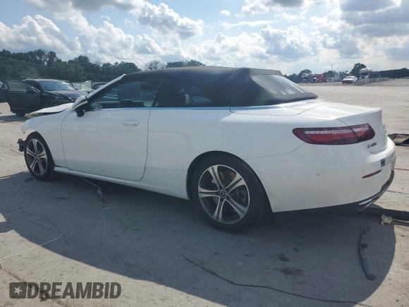 2018 Mercedes-Benz E 400 with VIN WDD1K6FB2JF033614, listed as a Copart auction lot 59001335 with 58,514 mi miles and Salvage title. Bid and sale history available at DreamBid. Image 2.