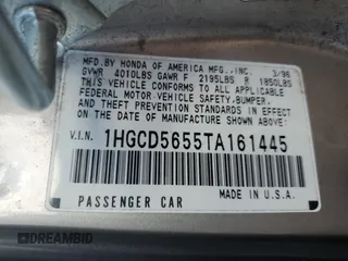 1996 Honda Accord EX with VIN 1HGCD5655TA161445, listed as a Copart auction lot 82195004 with 192,130 mi miles and Salvage Title. Bid and sale history available at DreamBid. Image 12.