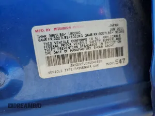 2011 Mitsubishi Lancer ES with VIN JA32U2FU0BU041693, listed as a Copart auction lot 72012524 with 192,051 mi miles and Salvage Title. Bid and sale history available at carsss.com. Image 12.