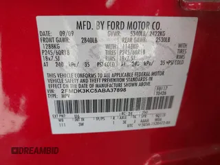 2010 Ford Edge Limited with VIN 2FMDK3KC5ABA37898, listed as a IAAI auction lot 42042372 with 96,235 mi miles. Bid and sale history available at carsss.com. Image 9.