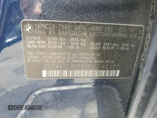 2011 BMW X6 50i with VIN 5UXFG8C51BLZ95772, listed as a Copart auction lot 65733764 with 94,467 mi miles and Salvage Title. Bid and sale history available at carsss.com. Image 13.