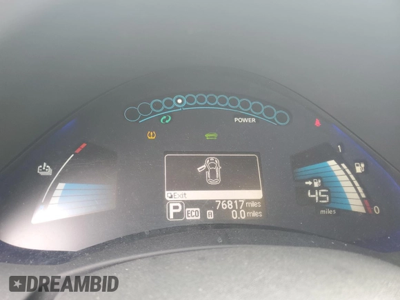 2014 Nissan LEAF SL with VIN 1N4AZ0CP1EC331815, listed as a Copart auction lot 49393085 with 76,817 mi miles and Salvage Title. Bid and sale history available at carsss.com. Image 9.