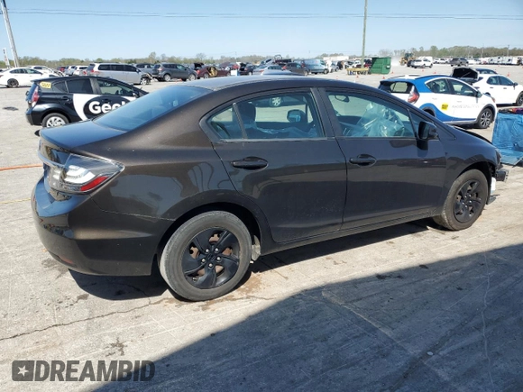 2013 Honda Civic LX with VIN 19XFB2F57DE069803, listed as a Copart auction lot 52199115 with 109,448 mi miles and Salvage Title. Bid and sale history available at DreamBid. Image 3.