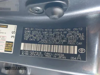 2012 Toyota Prius Two with VIN JTDZN3EU2C3184513, listed as a IAAI auction lot 41799295 with 286,858 mi miles and . Bid and sale history available at DreamBid. Image 9.