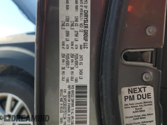 2013 Dodge Journey SXT with VIN 3C4PDCBG3DT571134, listed as a Copart auction lot 52068295 with 224,302 mi miles and Salvage Title. Bid and sale history available at carsss.com. Image 12.