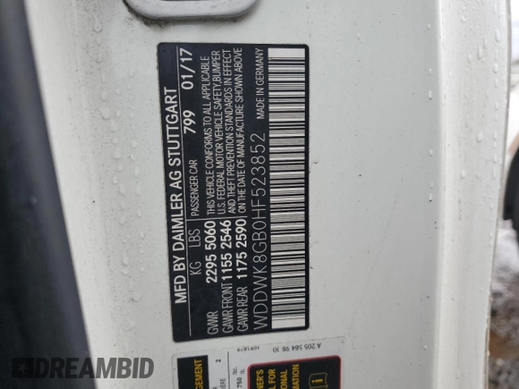 2017 Mercedes-Benz C 63 AMG with VIN WDDWK8GB0HF523852, listed as a Copart auction lot 83946354 with 32,202 mi miles and Salvage title. Bid and sale history available at DreamBid. Image 12.