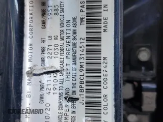 2021 Mazda 3 Preferred with VIN JM1BPBCL9M1314512, listed as a Copart auction lot 73878494 with Not Provided miles and Non Repairable. Bid and sale history available at DreamBid. Image 13.