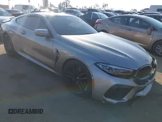 2020 BMW M8 with VIN WBSAE0C00LCD21181, listed as a IAAI auction lot 41299059 with 43,538 mi miles. Bid and sale history available at carsss.com. Image 1.