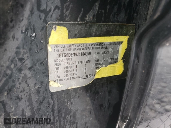 2018 GMC Canyon 4WD SLT z VIN 1GTG6DEN9J1104099, wystawiony jako Copart lot #56195235 z przebiegiem 115 308 mil mil oraz Szkoda całkowita • Salvage title. Historia ofert i sprzedaży dostępna na DreamBid. Obrazek 12.