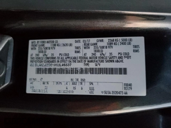 2017 Lincoln MKC Select with VIN 5LMCJ2D91HUL46537, listed as a Copart auction lot 48993935 with 87,153 mi miles and Clean Title. Bid and sale history available at DreamBid. Image 14.