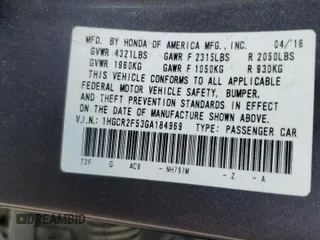 2016 Honda Accord Sport z VIN 1HGCR2F53GA184969, wystawiony jako Copart lot #64504045 z przebiegiem 165 146 mil mil oraz Szkoda całkowita • Salvage title. Historia ofert i sprzedaży dostępna na DreamBid. Obrazek 12.