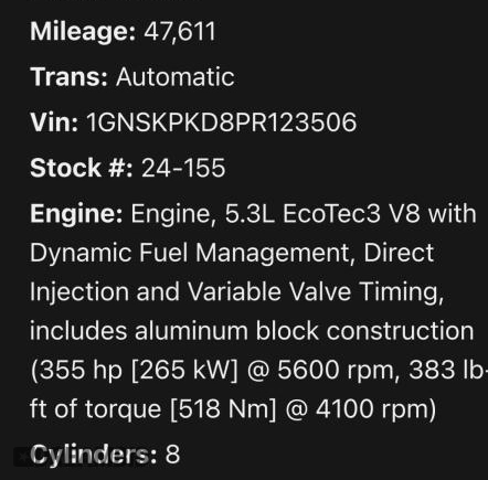 2023 Chevrolet Tahoe Z71 with VIN 1GNSKPKD8PR1235XX, listed as a Copart auction lot 53192995 with 43,212 mi miles and Clean title. Bid and sale history available at DreamBid. Image 10.