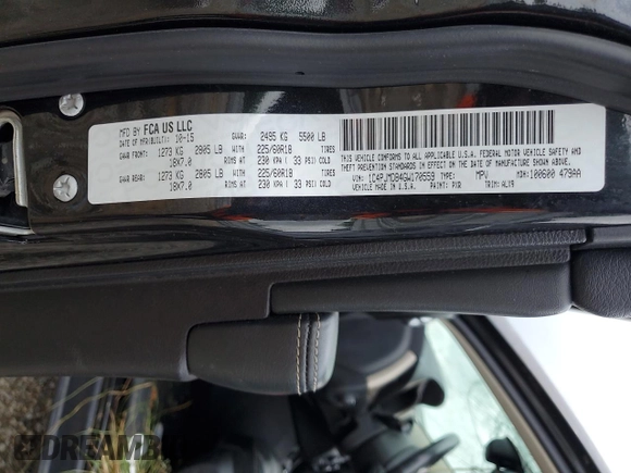 2016 Jeep Cherokee Limited with VIN 1C4PJMDB4GW170559, listed as a Copart auction lot 57398955 with 126,646 mi miles and Salvage title. Bid and sale history available at DreamBid. Image 13.