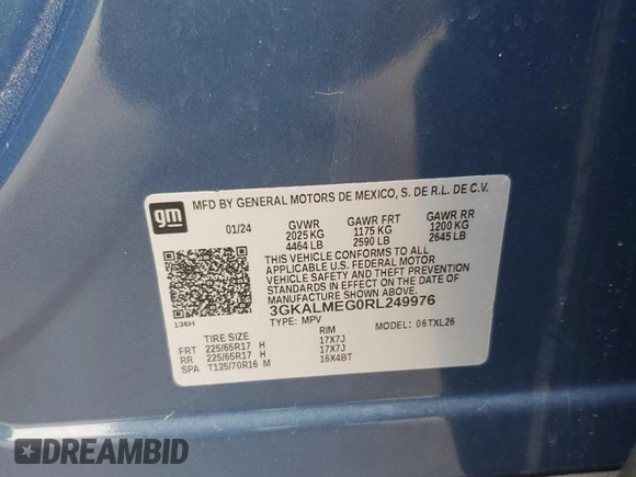 2024 GMC Terrain SLE z VIN 3GKALMEG0RL249976, wystawiony jako Copart lot #51411755 z przebiegiem 13 052 mil mil oraz Szkoda całkowita • Salvage title. Historia ofert i sprzedaży dostępna na DreamBid. Obrazek 13.