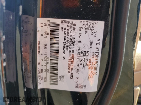 2009 Ford Explorer Eddie Bauer with VIN 1FMEU64E79UA01358, listed as a Copart auction lot 48108065 with 132,379 mi miles and Salvage title. Bid and sale history available at DreamBid. Image 13.