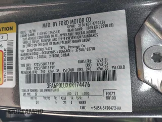 2019 Ford Fusion SE with VIN 3FA6P0LUXKR174476, listed as a IAAI auction lot 42110902 with 33,260 mi miles and . Bid and sale history available at DreamBid. Image 9.