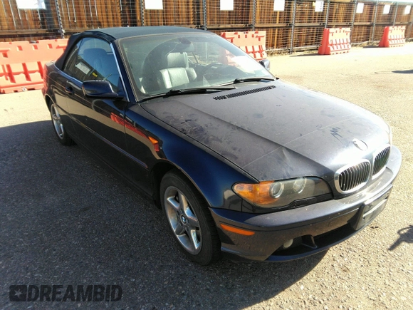 2004 BMW 3 Series 325Ci with VIN WBABW33474PL29697, listed as a IAAI auction lot 41718697 with 151,815 mi miles. Bid and sale history available at carsss.com. Image 1.