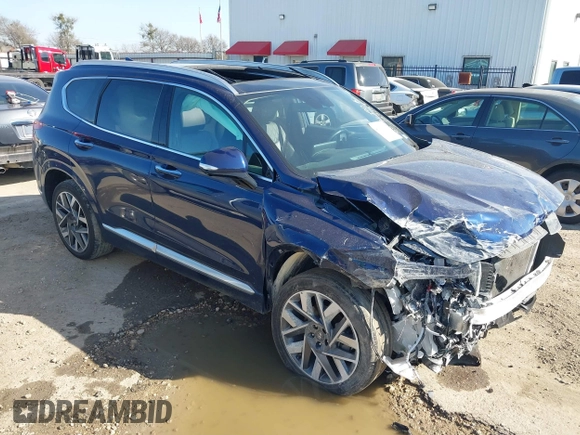 2022 Hyundai Santa Fe Calligraphy with VIN 5NMS54ALXNH463118, listed as a IAAI auction lot 41693031 with 44,593 mi miles. Bid and sale history available at carsss.com. Image 1.