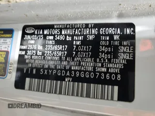 2016 Kia Sorento LX with VIN 5XYPGDA39GG073608, listed as a Copart auction lot 49380795 with 83,060 mi miles and Clean Title. Bid and sale history available at DreamBid. Image 14.