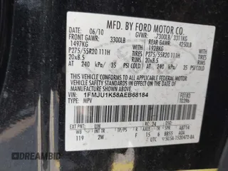 2010 Ford Expedition Limited with VIN 1FMJU1K58AEB68184, listed as a IAAI auction lot 42693662 with 176,481 mi miles and . Bid and sale history available at DreamBid. Image 9.