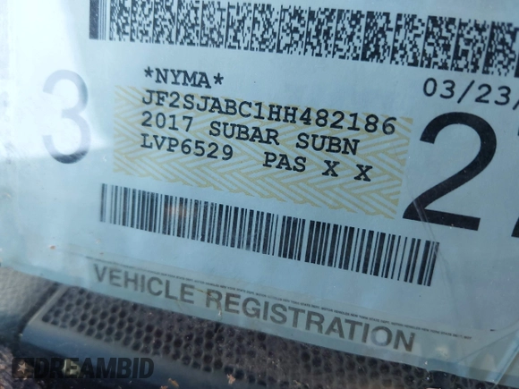 2017 Subaru Forester z VIN JF2SJABC1HH482186, wystawiony jako IAAI lot #42179773 z przebiegiem 99 095 mil mil oraz . Historia ofert i sprzedaży dostępna na DreamBid. Obrazek 17.