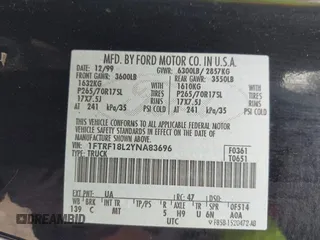 2000 Ford F-150 XL с VIN 1FTRF18L2YNA83696, выставлен на аукционе IAAI как лот 42047463 с пробегом Не указан миль и . История ставок и продаж доступна на DreamBid. Изображение 9.