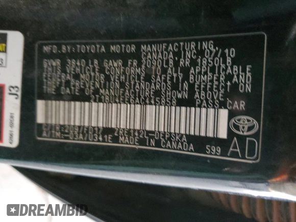2010 Toyota Corolla с VIN 2T1BU4EE6AC445858, выставлен на аукционе Copart как лот 64517915 с пробегом 218 551 миль миль и Чистый • Clean title. История ставок и продаж доступна на DreamBid. Изображение 12.