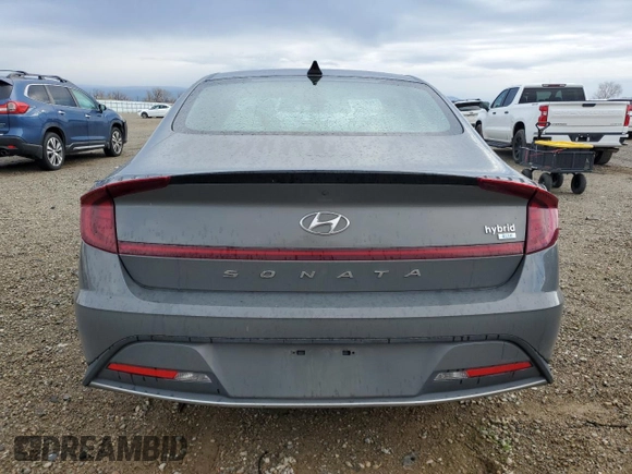 2020 Hyundai Sonata Hybrid Blue with VIN KMHL24JJXLA012298, listed as a Copart auction lot 45607435 with 111,726 mi miles and Salvage Title. Bid and sale history available at carsss.com. Image 6.