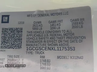 2020 Chevrolet Colorado 2WD LT with VIN 1GCGSCENXL1175353, listed as a IAAI auction lot 42224175 with 73,104 mi miles and . Bid and sale history available at DreamBid. Image 9.