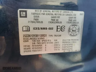 2008 Chevrolet Silverado 1500 LTZ with VIN 2GCEK13Y081138631, listed as a Copart auction lot 82537884 with 208,929 mi miles and Salvage Title. Bid and sale history available at carsss.com. Image 12.