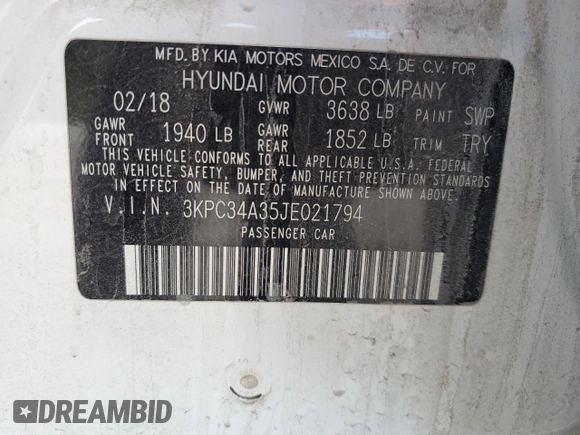 2018 Hyundai Accent Limited with VIN 3KPC34A35JE021794, listed as a Copart auction lot 71097384 with 96,261 mi miles and Salvage Title. Bid and sale history available at carsss.com. Image 12.