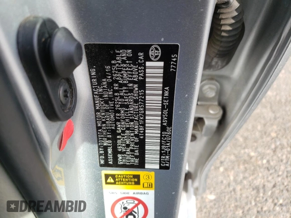 2016 Toyota Camry XLE with VIN 4T4BF1FK7GR577215, listed as a Copart auction lot 49696895 with 142,282 mi miles and Salvage Title. Bid and sale history available at carsss.com. Image 15.