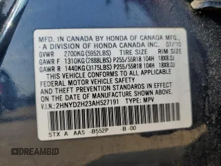 2010 Acura MDX with VIN 2HNYD2H23AH527191, listed as a Copart auction lot 54686395 with 147,528 mi miles and Salvage title. Bid and sale history available at DreamBid. Image 13.