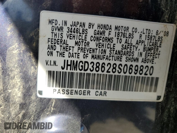 2008 Honda Fit Sport with VIN JHMGD38628S069820, listed as a Copart auction lot 73737234 with 276,955 mi miles and Salvage Title. Bid and sale history available at carsss.com. Image 14.