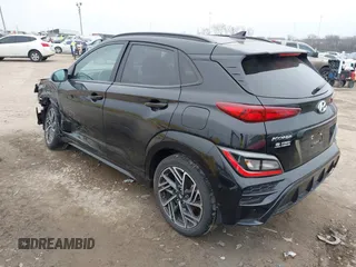 2023 Hyundai Kona N Line with VIN KM8K33A39PU989957, listed as a IAAI auction lot 41505290 with 29,134 mi miles and . Bid and sale history available at DreamBid. Image 3.
