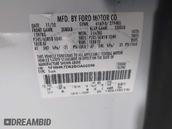 2011 Ford Explorer XLT with VIN 1FMHK7D82BGA02599, listed as a IAAI auction lot 42190995 with 214,146 mi miles and . Bid and sale history available at carsss.com. Image 9.
