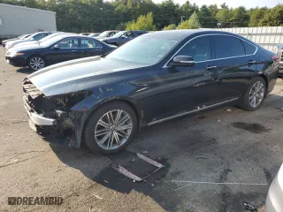 2018 Genesis G80 3.8L with VIN KMHGN4JE7JU282421, listed as a Copart auction lot 71377214 with 52,730 mi miles and Salvage Title. Bid and sale history available at carsss.com. Image 1.