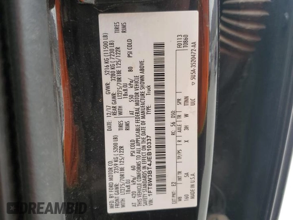 2018 Ford F-350 XL z VIN 1FT8W3BT4JEB10337, wystawiony jako Copart lot #53886825 z przebiegiem 85 788 mil mil oraz Szkoda całkowita • Salvage title. Historia ofert i sprzedaży dostępna na DreamBid. Obrazek 12.