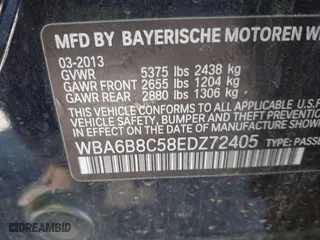 2014 BMW 6 Series 640i xDrive with VIN WBA6B8C58EDZ72405, listed as a IAAI auction lot 42076517 with 101,704 mi miles. Bid and sale history available at carsss.com. Image 9.