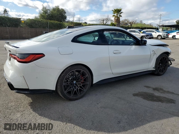2024 BMW M4 Competition xDrive with VIN WBS43AZ00RCP40783, listed as a Copart auction lot 45813225 with 8,095 mi miles and Salvage Title. Bid and sale history available at carsss.com. Image 3.