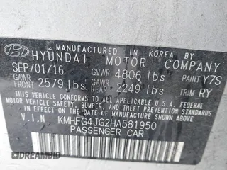 2017 Hyundai Azera with VIN KMHFG4JG2HA581950, listed as a IAAI auction lot 41368484 with 92,210 mi miles and . Bid and sale history available at DreamBid. Image 9.