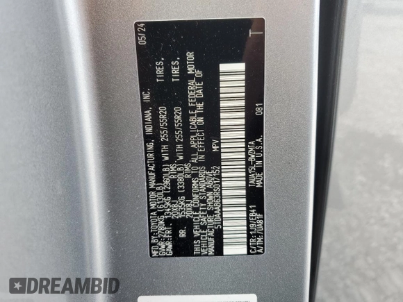 2024 Lexus TX 350 with VIN 5TDAAAB63RS017152, listed as a Copart auction lot 57092415 with 19,635 mi miles and Salvage title. Bid and sale history available at DreamBid. Image 13.