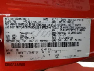 2012 Ford Focus SE with VIN 1FAHP3F27CL114126, listed as a Copart auction lot 57990805 with 131,122 mi miles and Clean title. Bid and sale history available at DreamBid. Image 12.