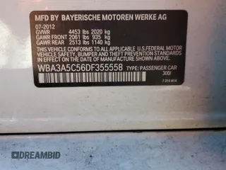 2013 BMW 3 Series 328i with VIN WBA3A5C56DF355558, listed as a Copart auction lot 45369155 with 162,689 mi miles and Non Repairable. Bid and sale history available at carsss.com. Image 12.