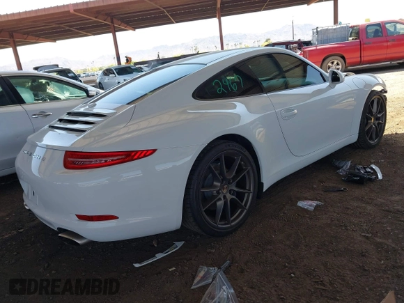 2013 Porsche 911 Carrera with VIN WP0AA2A91DS106185, listed as a IAAI auction lot 41979874 with 90,702 mi miles. Bid and sale history available at carsss.com. Image 4.