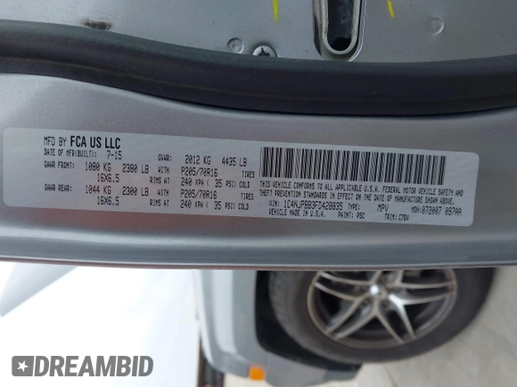 2015 Jeep Patriot Sport with VIN 1C4NJPBB3FD428835, listed as a IAAI auction lot 41637485 with 139,866 mi miles. Bid and sale history available at carsss.com. Image 9.