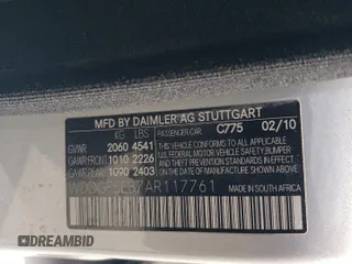 2010 Mercedes-Benz C 300 Sport with VIN WDDGF5EB7AR117761, listed as a Copart auction lot 48339315 with Not Provided miles and Salvage Title. Bid and sale history available at DreamBid. Image 14.